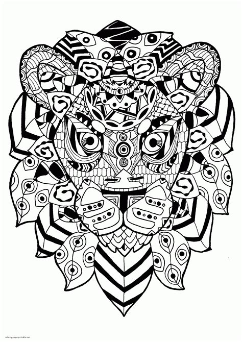 Zentangle Lion Coloring Page For Adults Coloring Pages Printablecom
