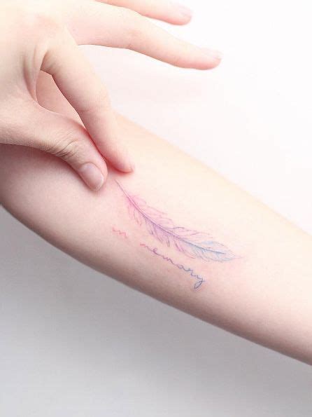 Delicate Feather Tattoo By Mini Lau Feather Tattoo Wrist Mini