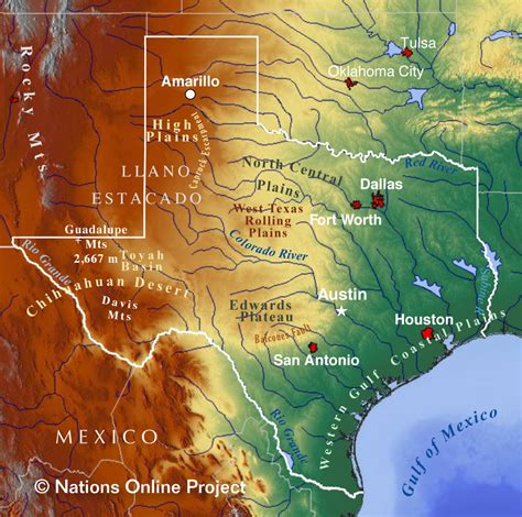 Map Of Texas State Usa Nations Online Project
