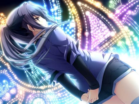 Dark anime anime background anime illustration drawings desktop wallpaper art anime drawings cartoon art dream anime. Bild - Anime-girl-with-blue-hair-brown-eyes-purple-game-cg ...