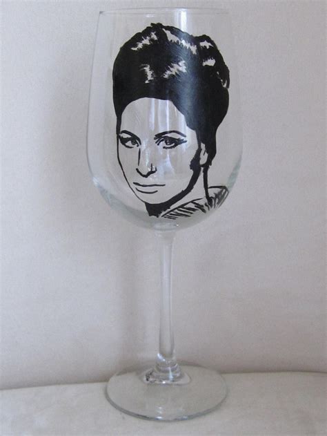 Hand Painted Wine Glass Barbra Streisand Singer Actress Etsy