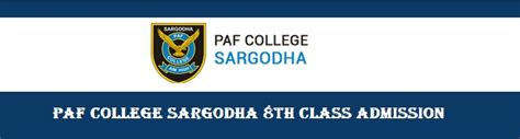Paf College Sargodha 8th Class Admission 2024