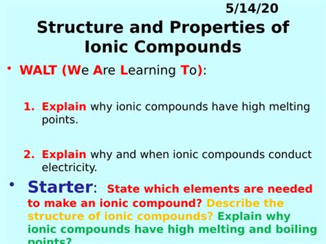 Properties Of Ionic Compounds Ppt Gcse Chemistry Teaching Resources