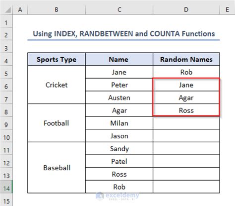 how to select names randomly in excel 5 useful methods