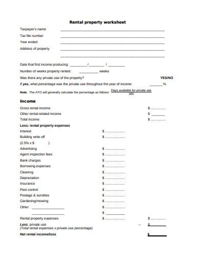 18+ rental property worksheet templates in pdf