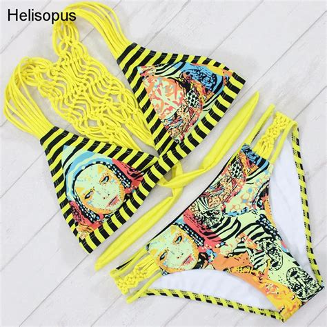 Helisopus 2018 Beach Biquini Sexy Vintage Swimsuit Push Up Bikinis Set Swimwear Bikini Brazilian