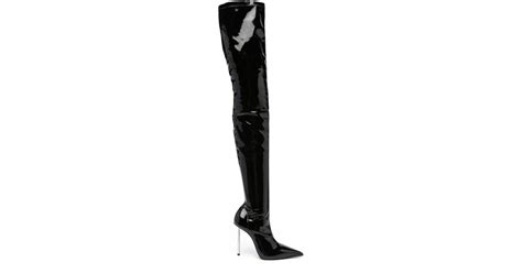 le silla 11mm patent leather thigh high boots in black lyst