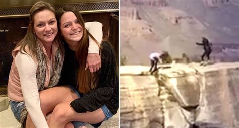 Moment Woman Slips And Almost Falls Down Grand Canyon