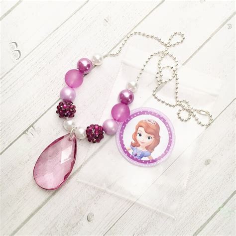 8 Princess Sofia Amulet Necklace Party Favors Sofia The First Etsy