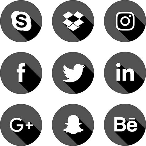 Social Media Icon Set Monochrome Vector Eps Ai Uidownload