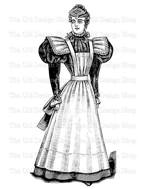 Victorian Lady Maid Woman No 1 Digital Graphic Clip Art Printable Transfer Image  Png