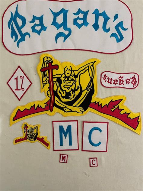 Pagans Mc Embroidered Patches Set Of 9 Pcs Bikers Iron On Etsy
