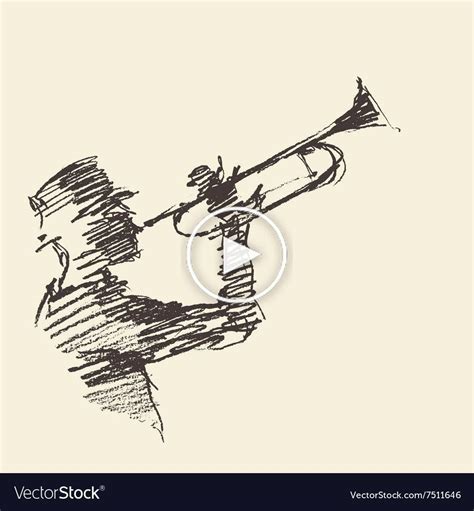 Jazz Poster Hombre Tocando Trompeta Boceto Dibujado Vector Image Ad