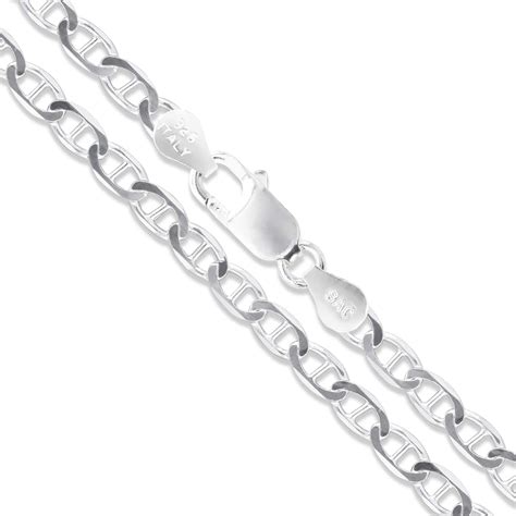 Choose Your Width Sterling Silver Flat Mariner Chain Solid 925 Italy Link Womens Mens Necklace