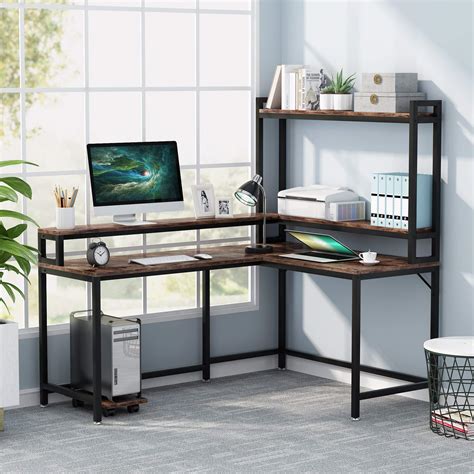 Buy Tribesigns L Shaped Desk With Hutch And Monitor Stand Corner