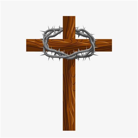 A Wooden Cross With A Crown Of Thorns On It