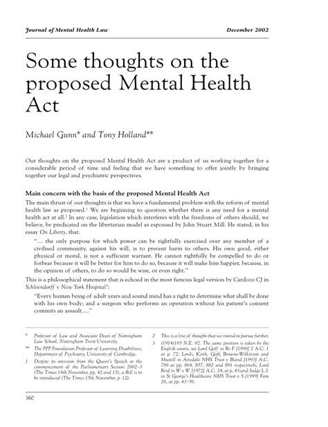 Pdf Some Thoughts On The Proposed Mental Health Act