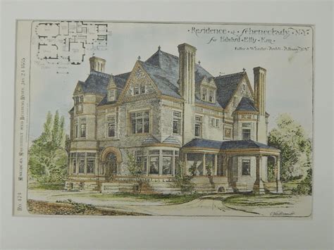 Residence For Edward Ellis Esq Schenectady Ny 1885 Original Plan