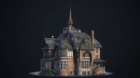 3d Model Old Manor Low Poly 3d Model Vr Ar Low Poly Cgtrader