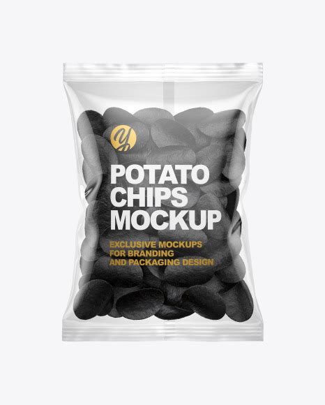 A free standing pouch of potato chips mockup with customizable background. Bag With Black Potato Chips Mockup in Bag & Sack Mockups ...