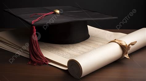 Fondo Gorra De Graduación Y Diploma En La Parte Superior De Un