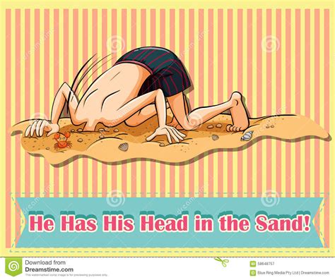 Idiom Head In The Sand Stock Vector Illustration Of Clip 58648757