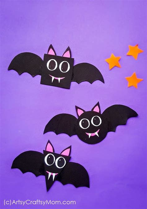 Halloween arts and crafts decorations. Shape Bats Halloween Paper Craft For Preschoolers+Free ...