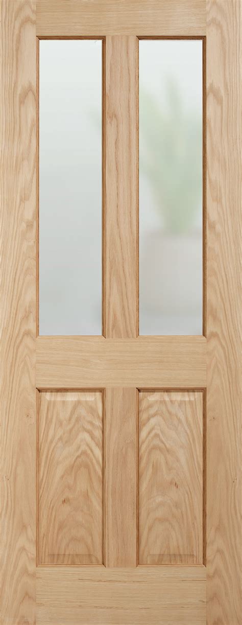 Traditional Victorian Oak 4 Panel Frosted Glazed Prefinished Internal