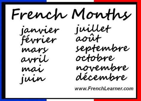 French Months Of The Year How To Speak French French Language