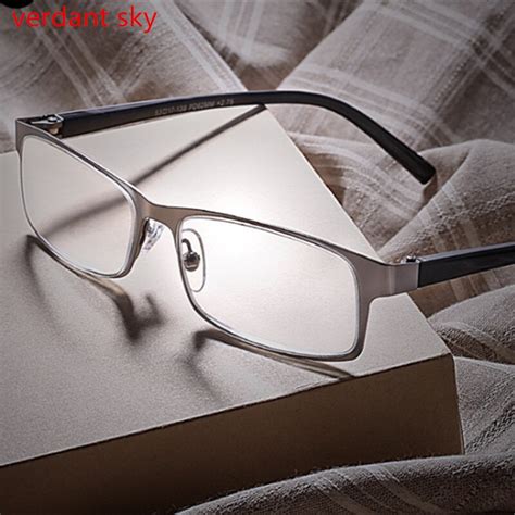 2017 brand high end business reading glasses men stainless steel pd62 glasses ochki 1 0t3 5