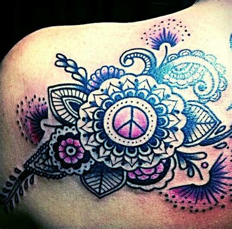 Looking for henna tattoo ideas? Henna design zentangle mandala peace floral tattoo pink ...