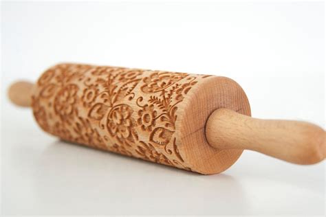 Folk Kids Embossing Rolling Pin For Kids Small Laser Engraved Rolling