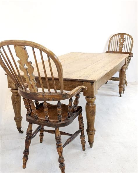 Large pale rustic elm farmhouse table with sturdy end h stretcher and large end drawer. NOW SOLD A three plank farmhouse dining table Turned fruit ...