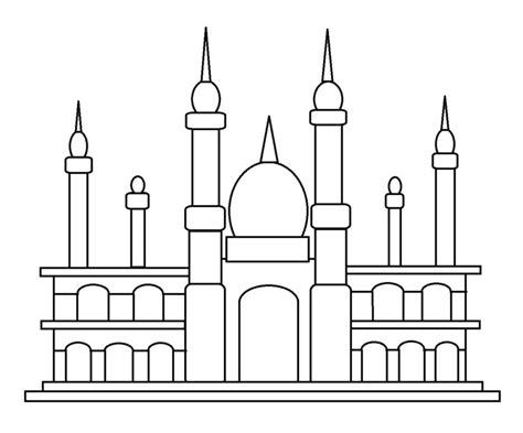 contoh  gambar mewarnai masjid  anak