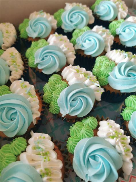 Blue And Green Cupcakes Cupcake Cakes Flower Cupcakes Easy Cake