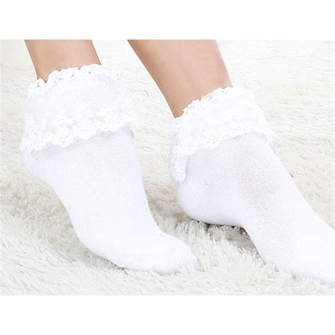 Cute Vintage Retro Lace Ruffle Frilly Ankle Socks Princess Girl 5