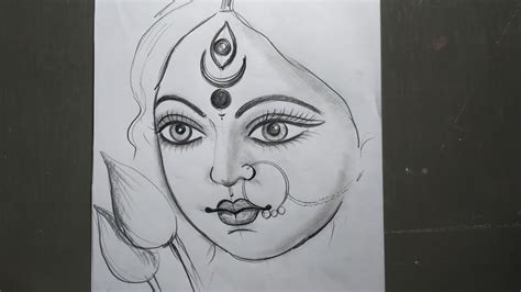 How To Draw Maa Durga Face Easy Pencil Sketch For Beginners Step By