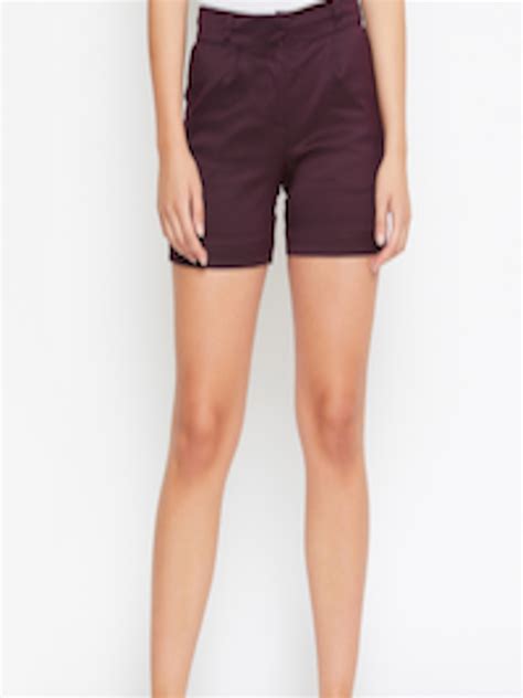 Buy Castle Women Burgundy Solid Regular Fit Regular Shorts Shorts For Women 10509702 Myntra