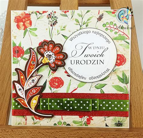 Ja wykorzystałam hafcik z zabawy u agnieszki. Kartka na urodziny ręcznie robiona z ozdobami | Akuku ...