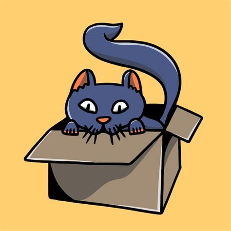 Premium Vector Hand Drawn Cute Cat In A Box Illustration