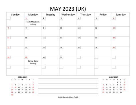 Download Printable Monthly Uk Calendar May 2023