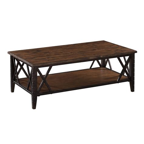 Rectangular coffee tables for living and family rooms. Shop Magnussen Home Fleming Rustic Pine Rectangular Coffee ...