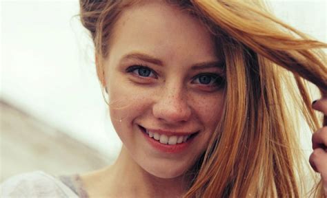 Beautiful Blonde Girl Cute Smile Face Close Up Woman