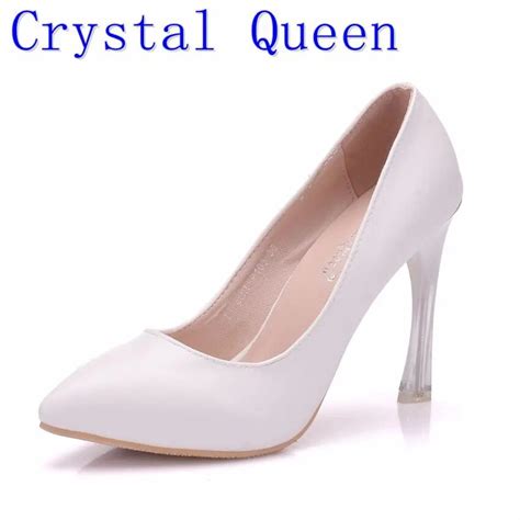 Crystal Queen Style Pumps Sexy White High Heels Crystal Strange Style Heel Party Shoes Woman