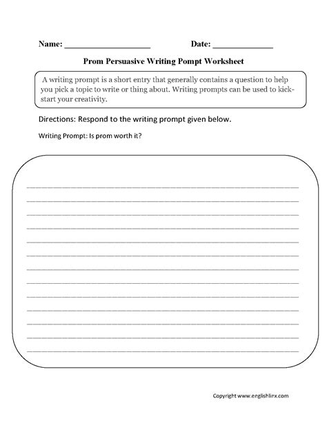 What if you traded places with your favorite celebrity? Writing Prompts Worksheets | Persuasive Writing Prompts ...