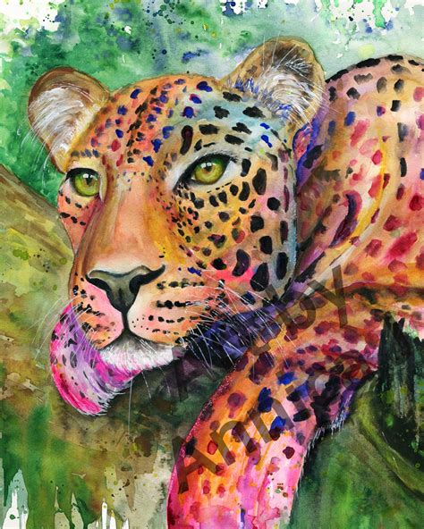 Leopard Art Print Leopard Watercolor Art Abstract Watercolor Etsy