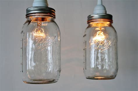 Pair Of Mason Jar Hanging Pendant Lights Upcycled Rustic Etsy