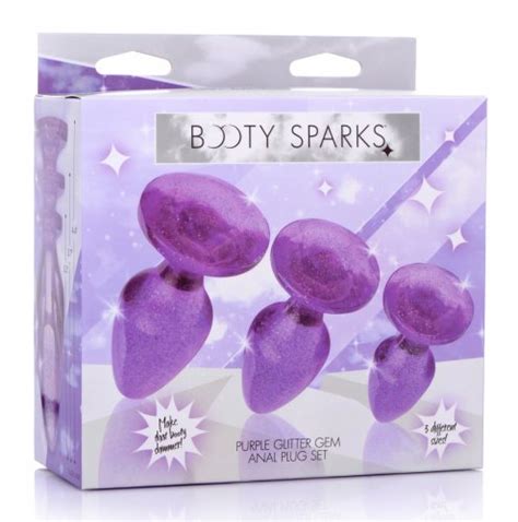 Booty Sparks Glitter Gem Anal Plug Set Purple Janets