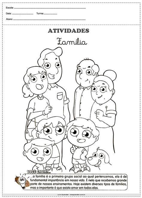 Atividade Dia Da Família Atividades Educativas Ler E Aprender