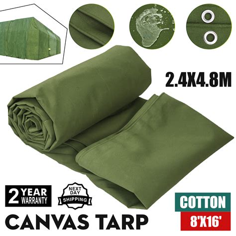 8x 16 Canvas Tarp 24x48m Green Cotton Tarpaulin Protect Farm